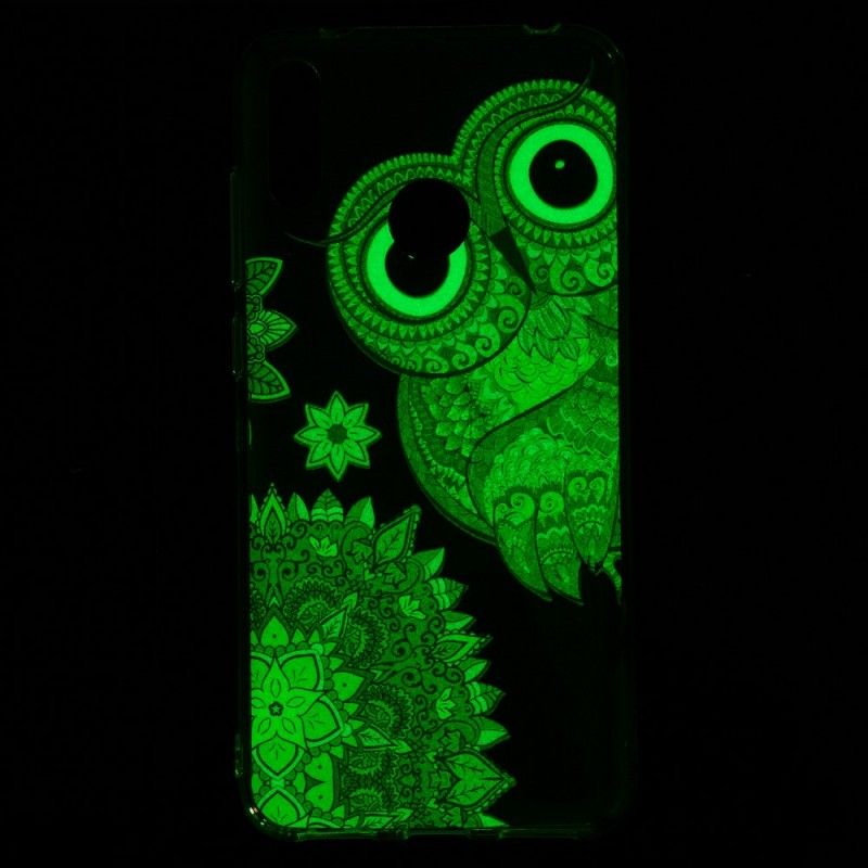 Hülle Für Huawei Y7 2019 Fluoreszierende Mandala-Eule