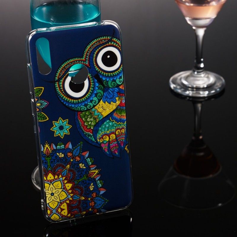 Hülle Für Huawei Y7 2019 Fluoreszierende Mandala-Eule