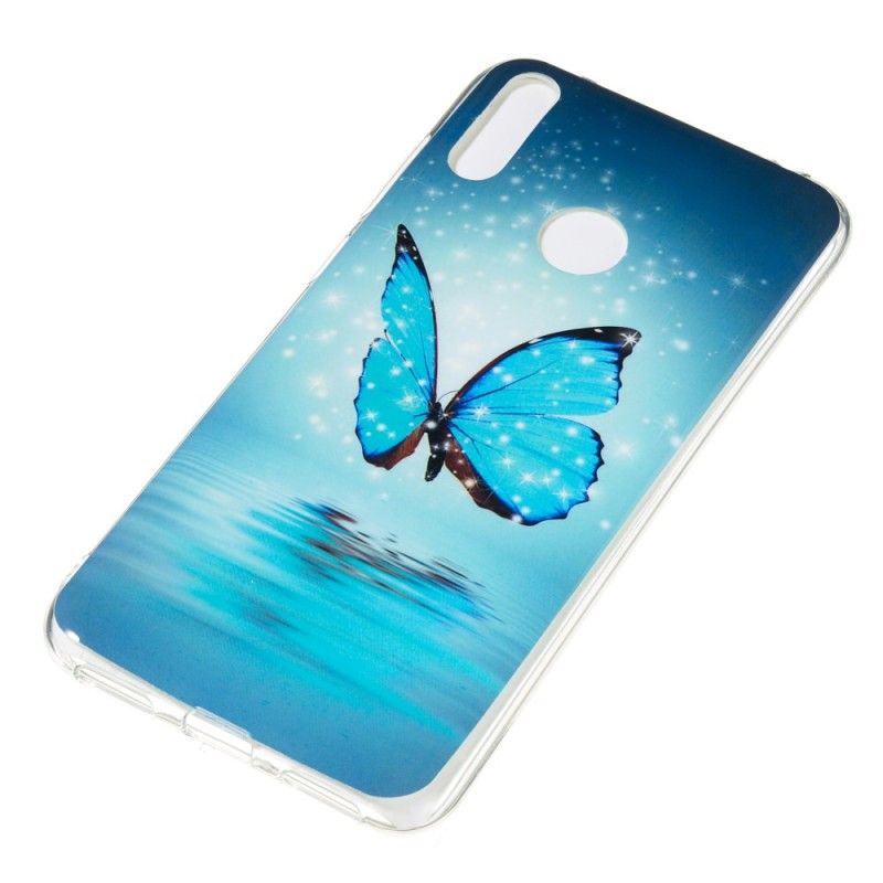 Hülle Huawei Y7 2019 Fluoreszierender Blauer Schmetterling