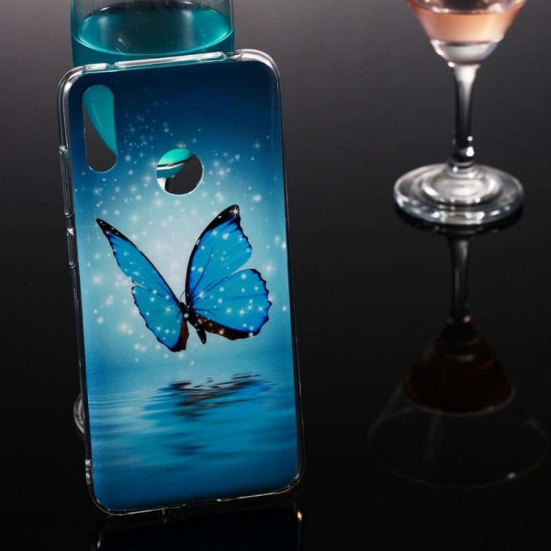 Hülle Huawei Y7 2019 Fluoreszierender Blauer Schmetterling