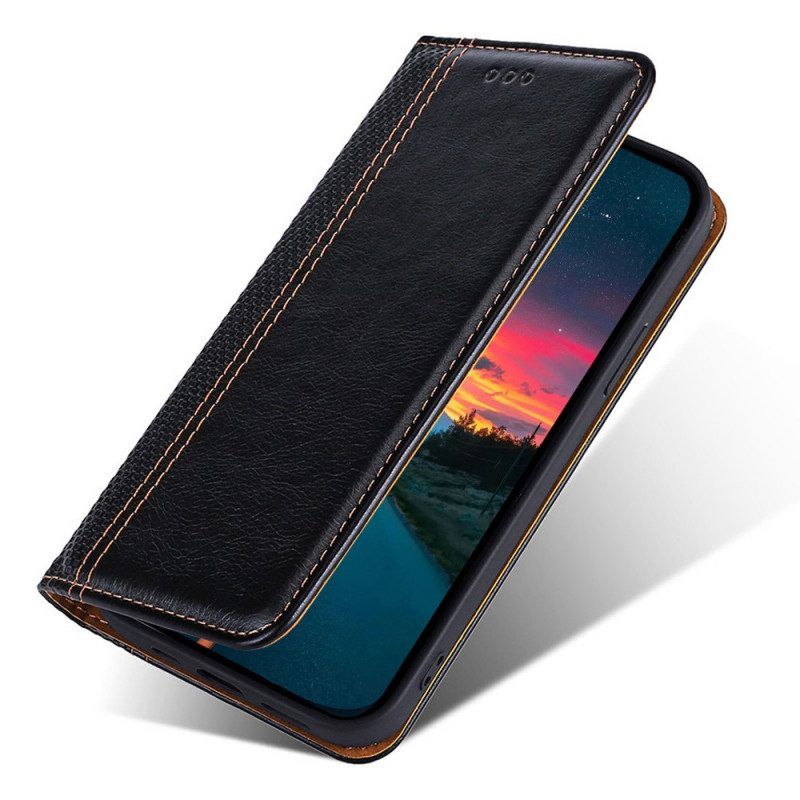 Schutzhülle Für Honor Magic 4 Lite 5G Flip Case Nähte Aus Litschi-leder