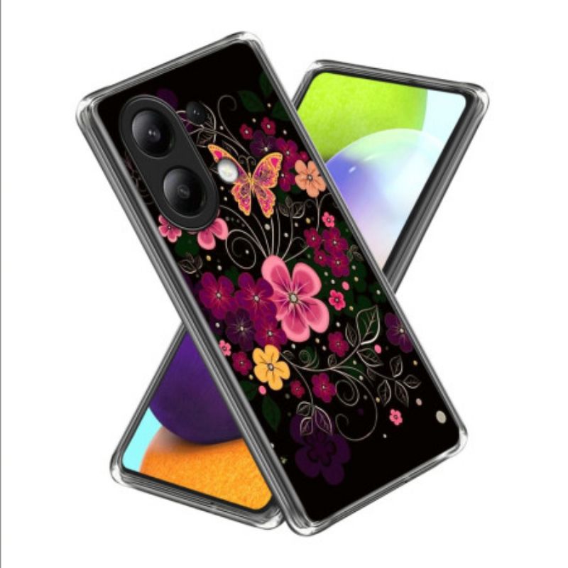 Hülle Xiaomi Redmi Note 13 4g Blumen Und Schmetterlinge