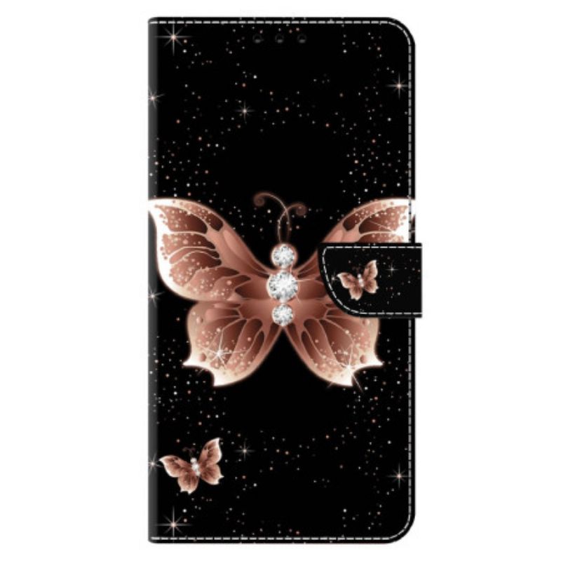 Lederhüllen Für Xiaomi Redmi Note 13 4g Rosa Diamant-schmetterlinge