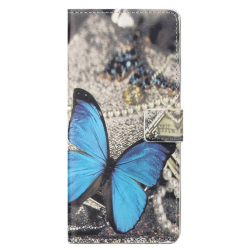 Lederhüllen Xiaomi Redmi Note 13 4g Handyhülle Blauer Schmetterling