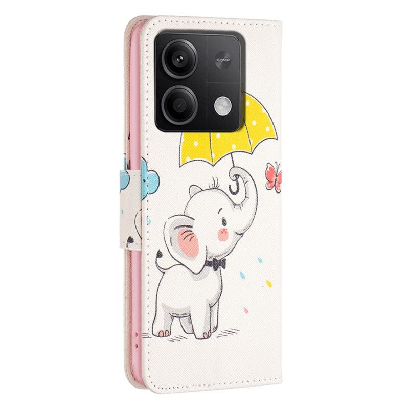 Lederhüllen Xiaomi Redmi Note 13 4g Handyhülle Regenschirm Und Elefant