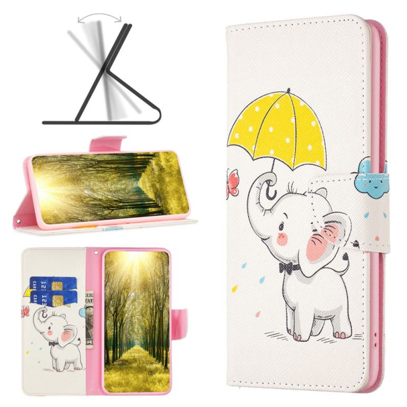 Lederhüllen Xiaomi Redmi Note 13 4g Handyhülle Regenschirm Und Elefant