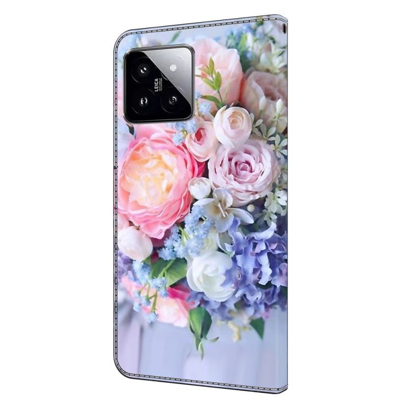 Lederhüllen Für Xiaomi 14 Bunte Blumen