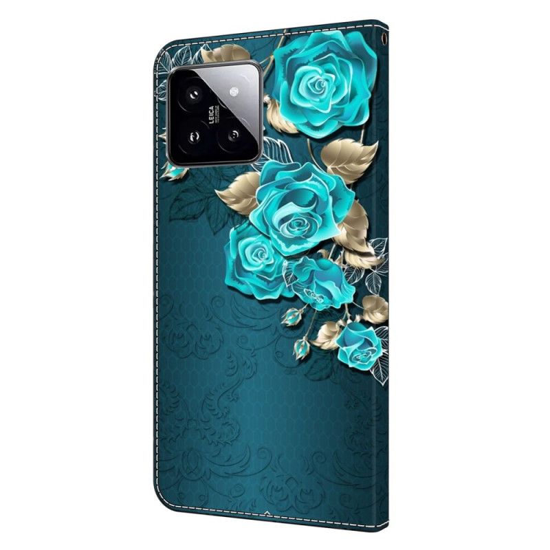 Lederhüllen Xiaomi 14 Blaue Rose