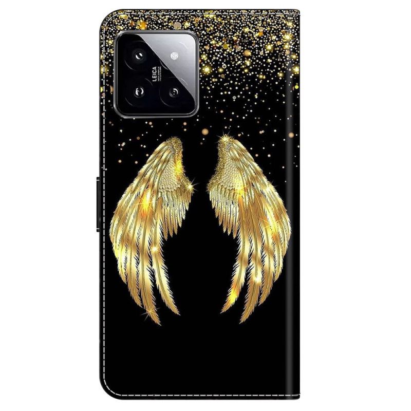 Lederhüllen Xiaomi 14 Goldene Flügel