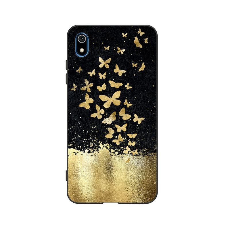 Hülle Xiaomi Redmi 7A Flexible Schmetterlinge Aus Silikongold