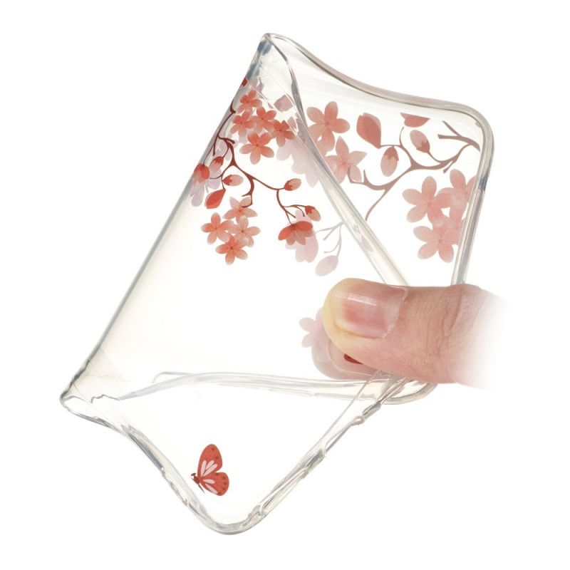 Hülle Xiaomi Redmi 7A Rot Transparenter Blühender Baum