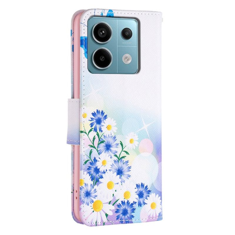 Lederhüllen Für Xiaomi Redmi Note 13 Pro 5g Schmetterling Und Blumen