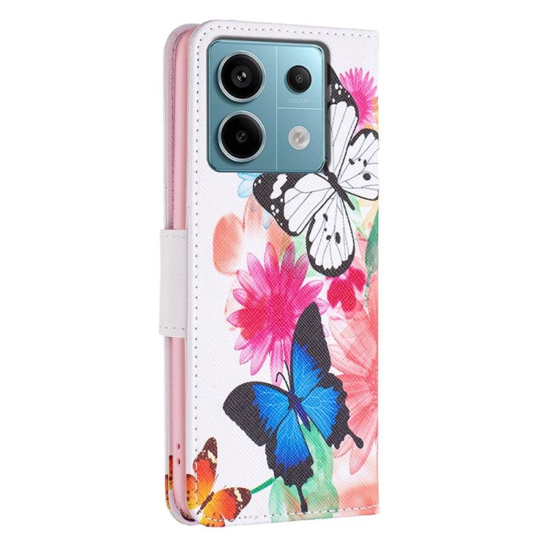 Lederhüllen Xiaomi Redmi Note 13 Pro 5g Zwei Aquarell-schmetterlinge