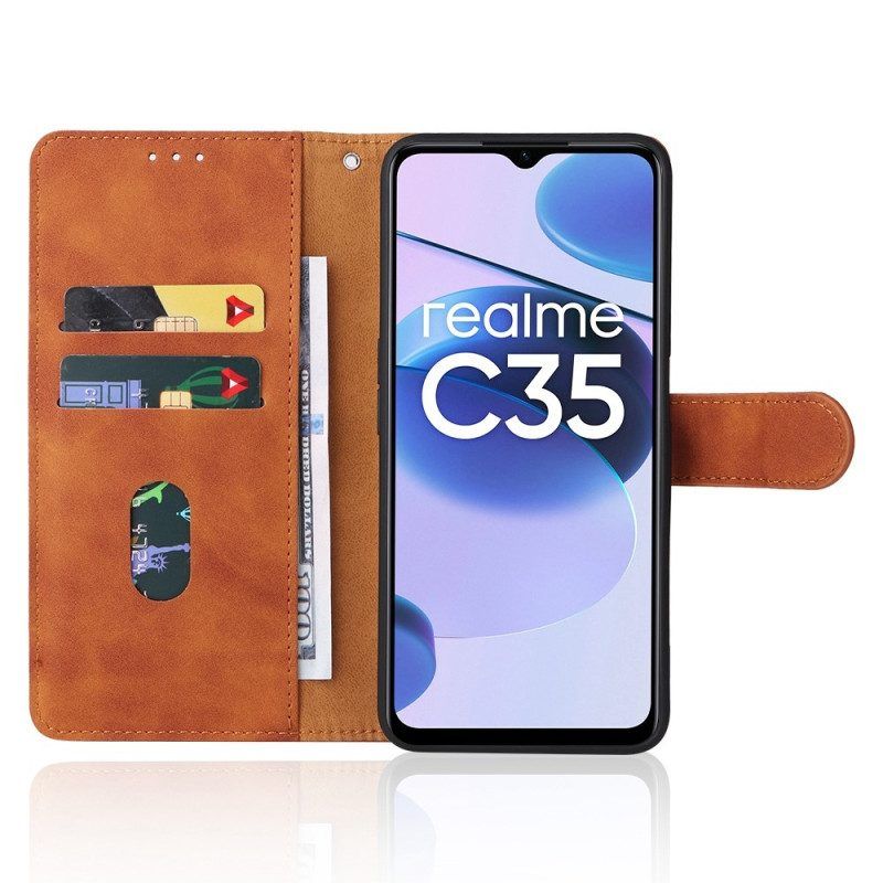 Flip Case Für Realme C35 Mit Kordel Hautberührendes Gefühl Mit Riemen