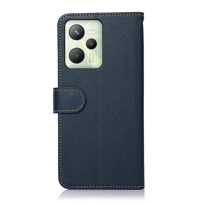 Flip Case Für Realme C35 Mit Kordel Khazneh Rfid-riemen Mit Litschi-textur