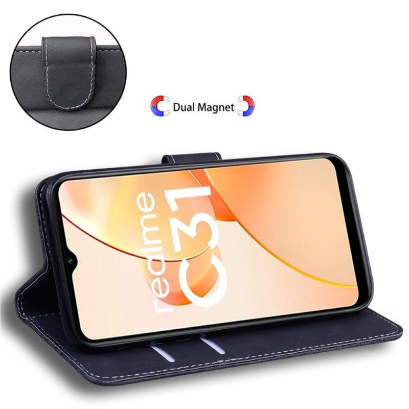 Flip Case Für Realme C35 Tiger-fußabdruck