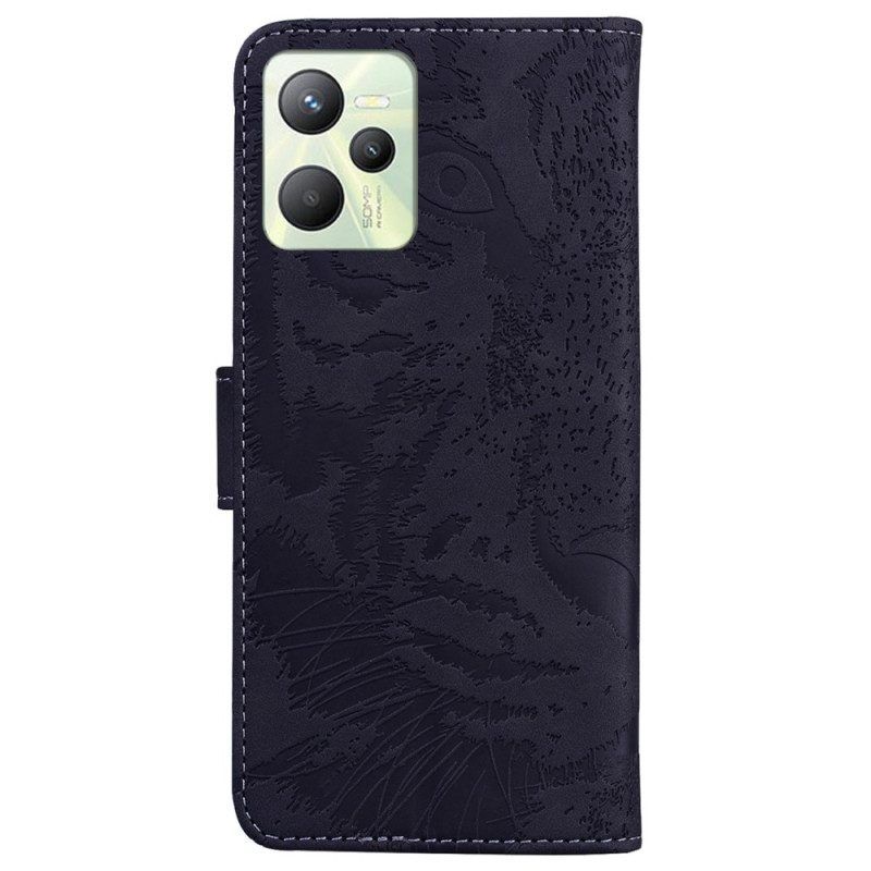 Flip Case Für Realme C35 Tiger-fußabdruck