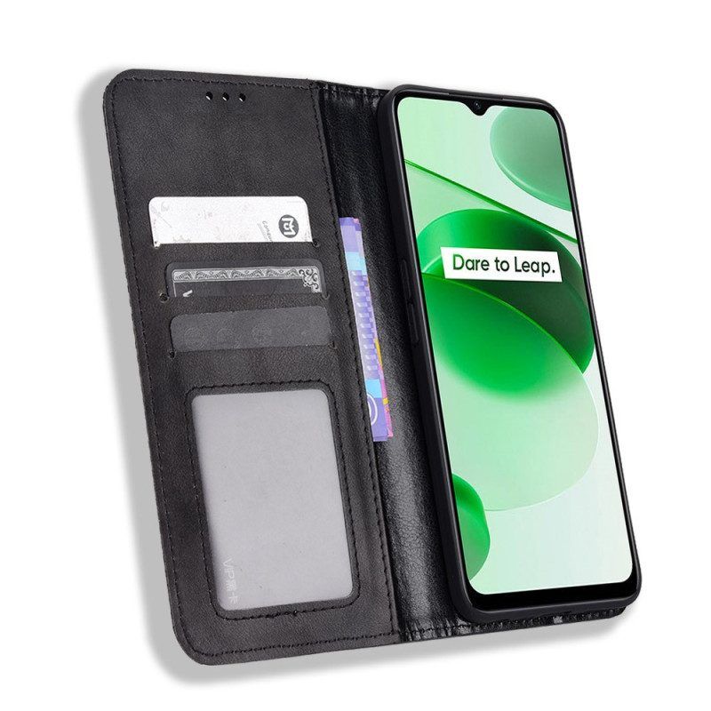 Schutzhülle Für Realme C35 Flip Case Vintage Flexibles Silikon