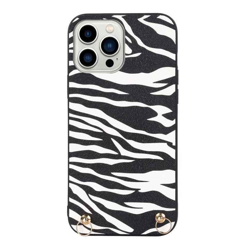 Hülle Für iPhone 14 Pro Zebra Mit Schultergurt