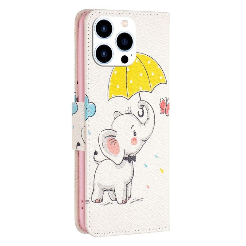 Lederhüllen Für iPhone 14 Pro Baby Elefant