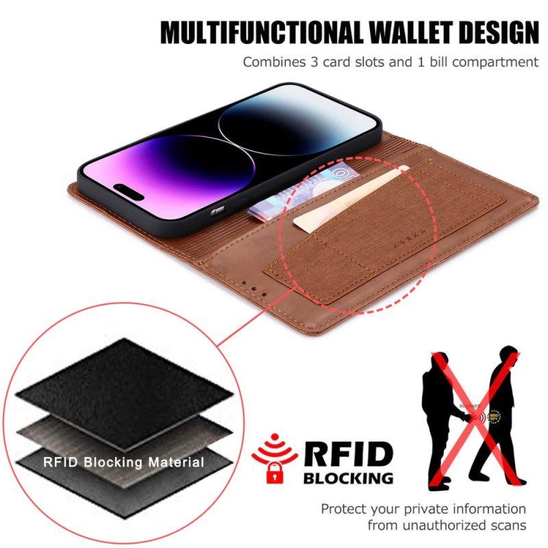 Schutzhülle Für iPhone 14 Pro Flip Case Rfid-canvas-stil