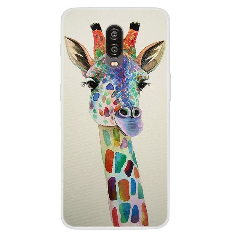 Hülle OnePlus 6T Handyhülle Bunte Giraffe