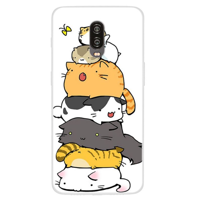 Hülle OnePlus 6T Stapel Von Comic-Katzen