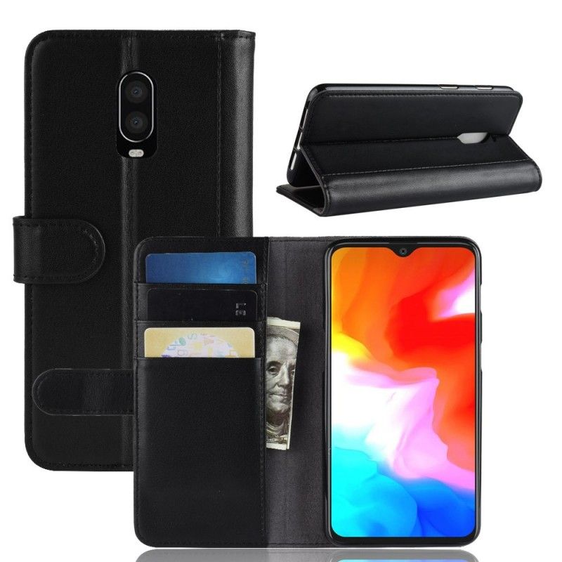 OnePlus 6T Schwarz Gespaltenes Leder