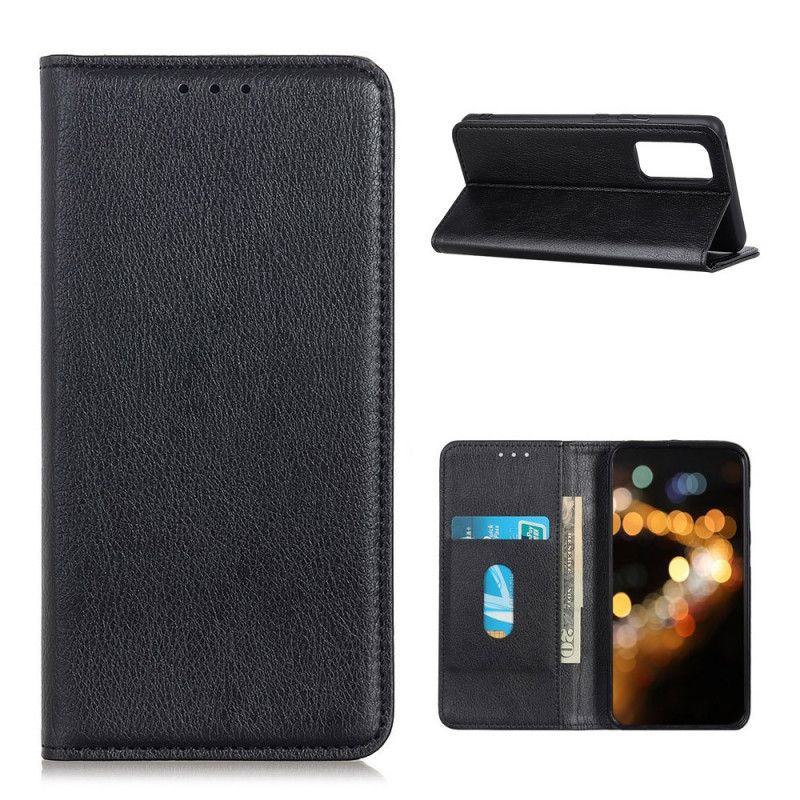 Flip Case Für Xiaomi Mi 10T / 10T Pro Schwarz Strukturiertes Spaltleder