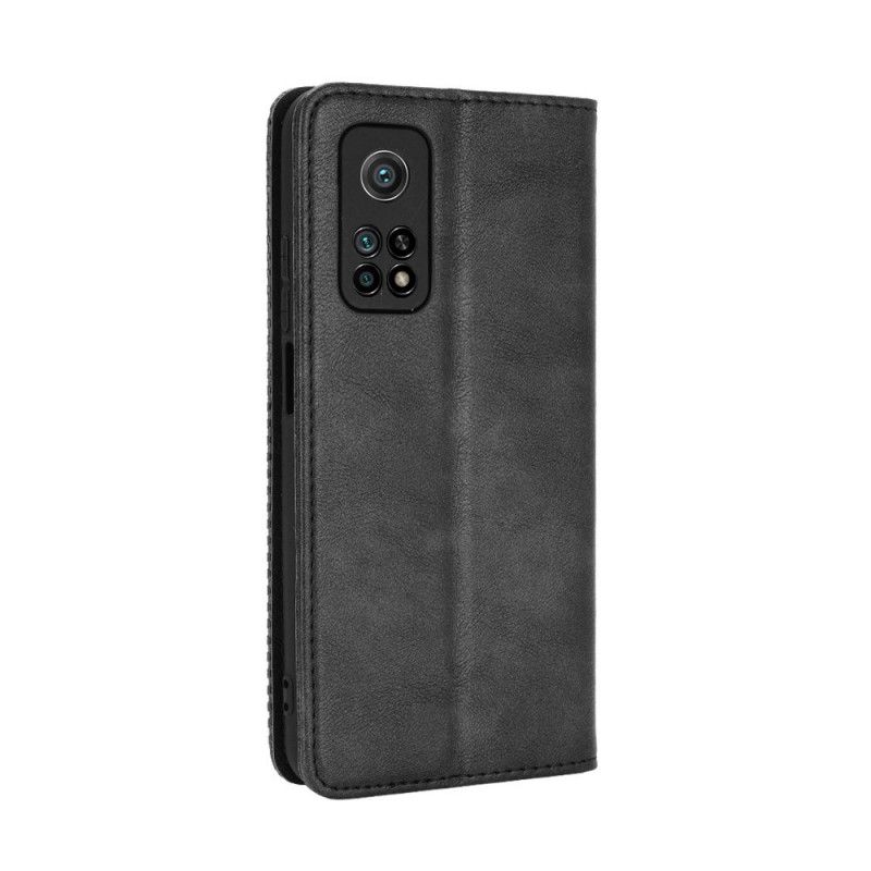 Flip Case Xiaomi Mi 10T / 10T Pro Schwarz Handyhülle Stilisierter Vintage-Ledereffekt