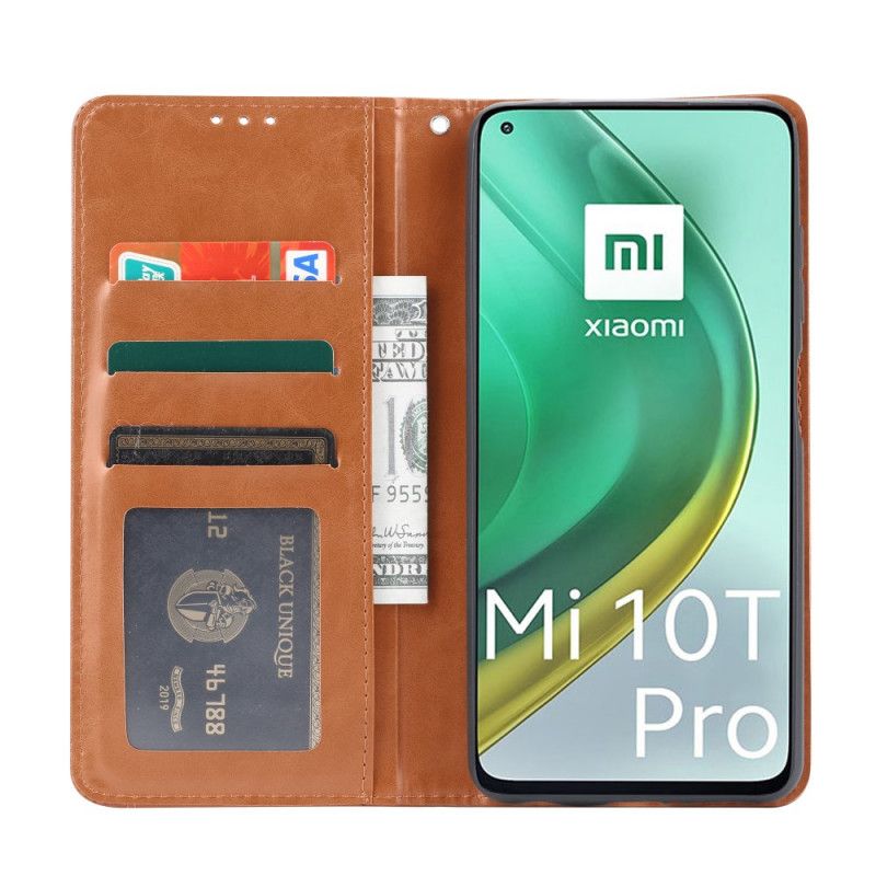 Flip Case Xiaomi Mi 10T / 10T Pro Schwarz Kartenhalter Aus Kunstleder