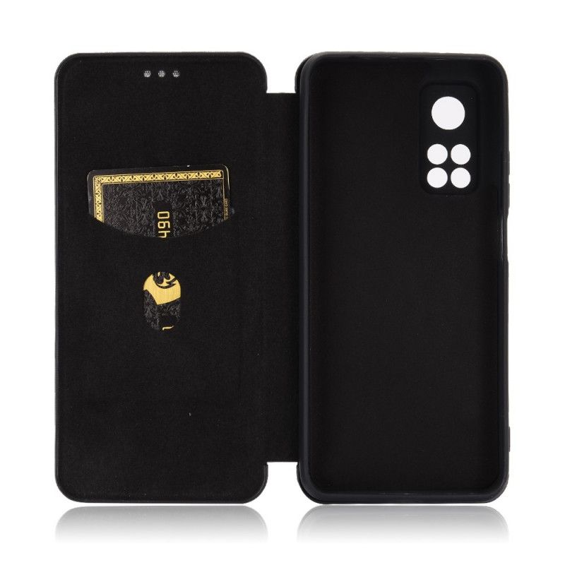 Flip Case Xiaomi Mi 10T / 10T Pro Schwarz Kohlefaser Mit Stützring