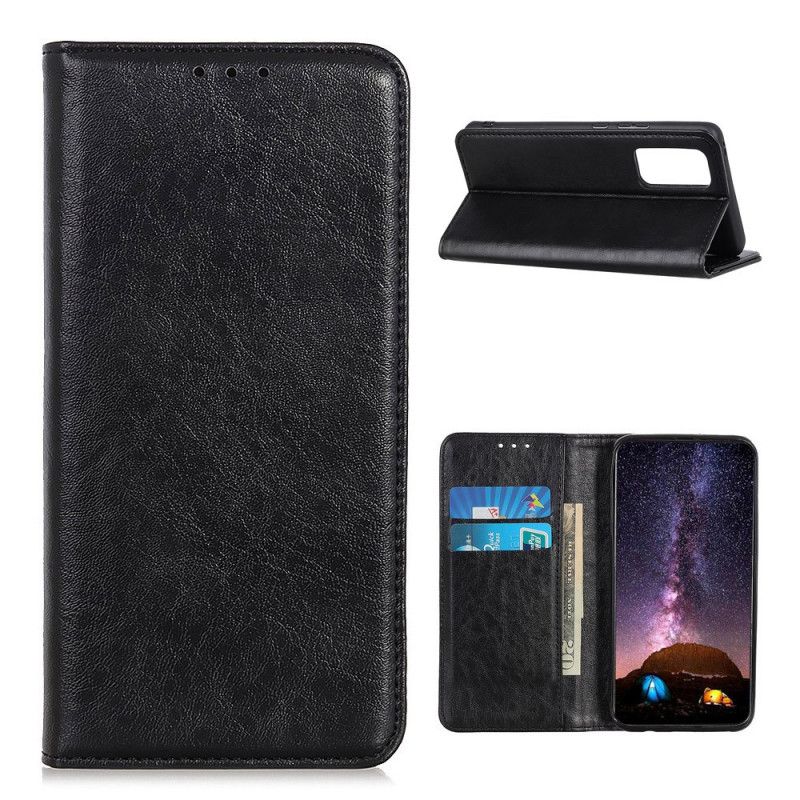 Flip Case Xiaomi Mi 10T / 10T Pro Schwarz Strukturiertes Spaltleder