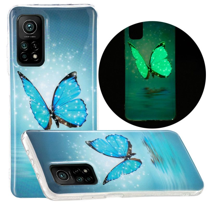 Hülle Xiaomi Mi 10T / 10T Pro Handyhülle Fluoreszierender Blauer Schmetterling