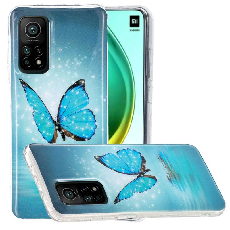 Hülle Xiaomi Mi 10T / 10T Pro Handyhülle Fluoreszierender Blauer Schmetterling