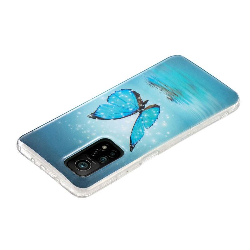 Hülle Xiaomi Mi 10T / 10T Pro Handyhülle Fluoreszierender Blauer Schmetterling