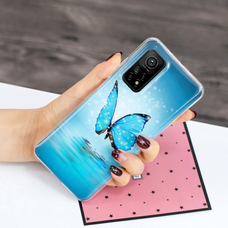 Hülle Xiaomi Mi 10T / 10T Pro Handyhülle Fluoreszierender Blauer Schmetterling