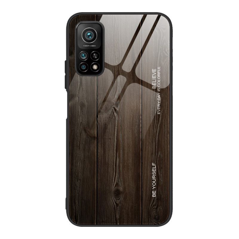 Hülle Xiaomi Mi 10T / 10T Pro Schwarz Designglas Aus Gehärtetem Holz