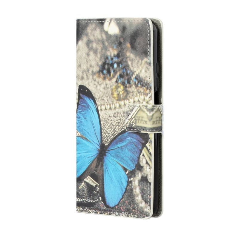 Lederhüllen Xiaomi Mi 10T / 10T Pro Blauer Schmetterling