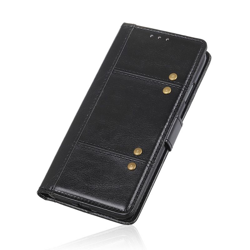 Lederhüllen Xiaomi Mi 10T / 10T Pro Schwarz Premium-Retro-Nietversion