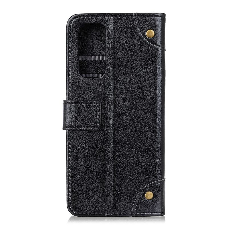 Lederhüllen Xiaomi Mi 10T / 10T Pro Schwarz Vintage Nieten Nappaleder Stil