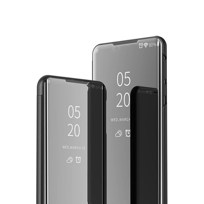 Sichtabdeckung Xiaomi Mi 10T / 10T Pro Schwarz Spiegel Und Kunstleder