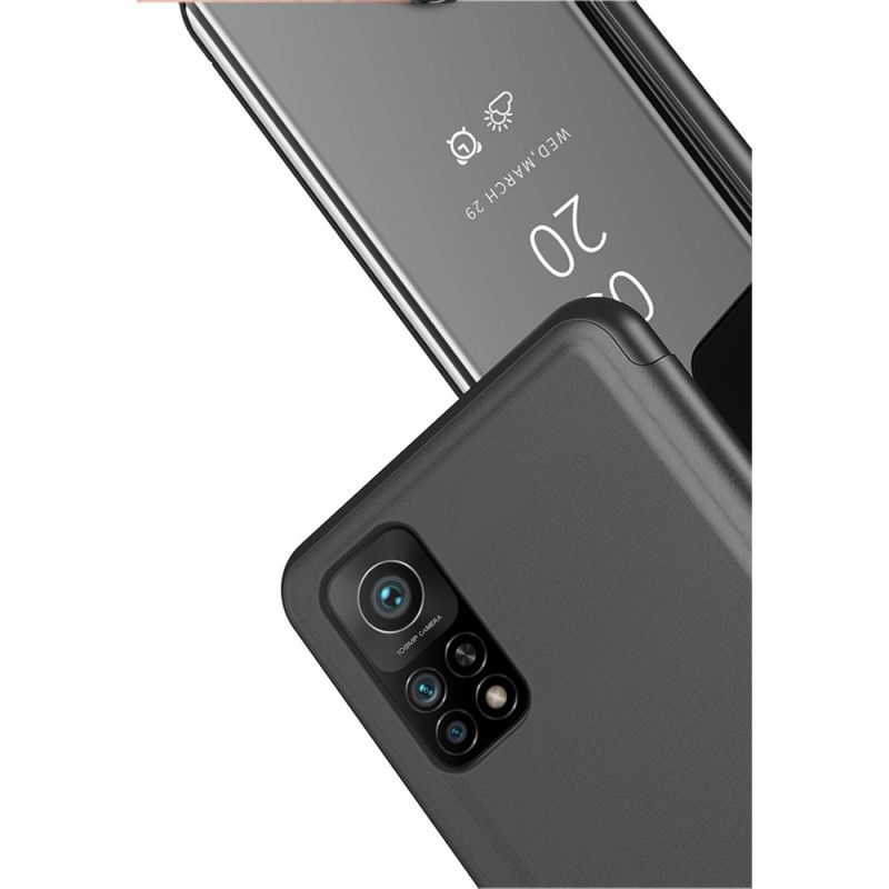 Sichtabdeckung Xiaomi Mi 10T / 10T Pro Schwarz Spiegel Und Kunstleder