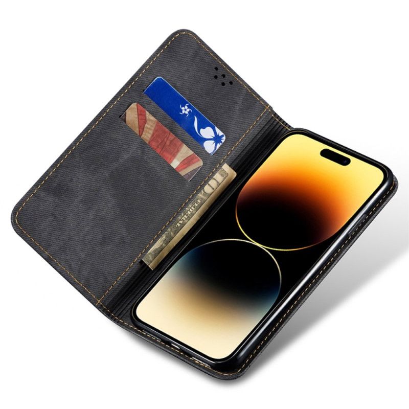 Flip Case Für iPhone 16 Plus Jeansstoff