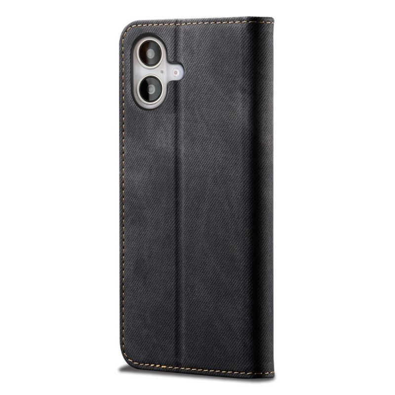 Flip Case Für iPhone 16 Plus Jeansstoff