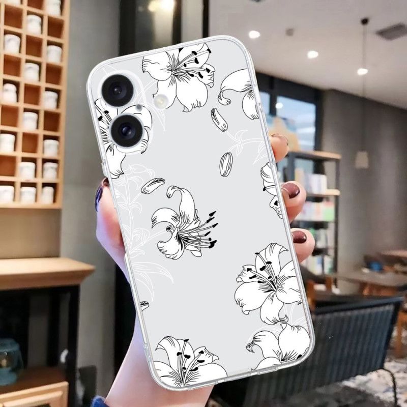 Hülle iPhone 16 Plus Handyhülle Weiße Blumen