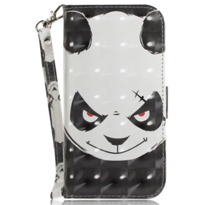 Lederhüllen Für iPhone 16 Plus Wütender Panda Mit Riemen