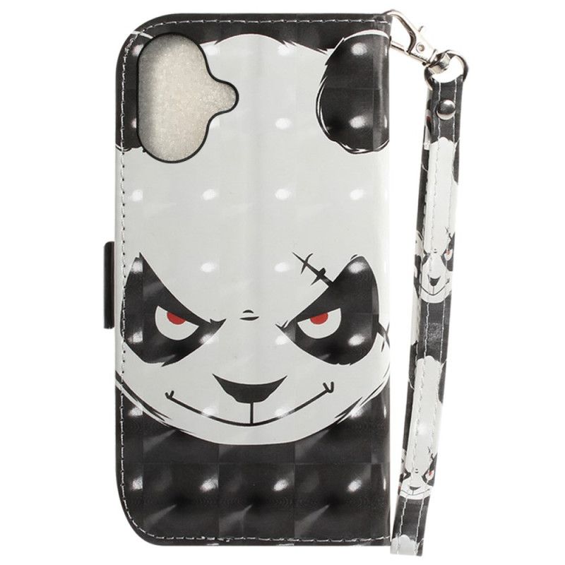 Lederhüllen Für iPhone 16 Plus Wütender Panda Mit Riemen