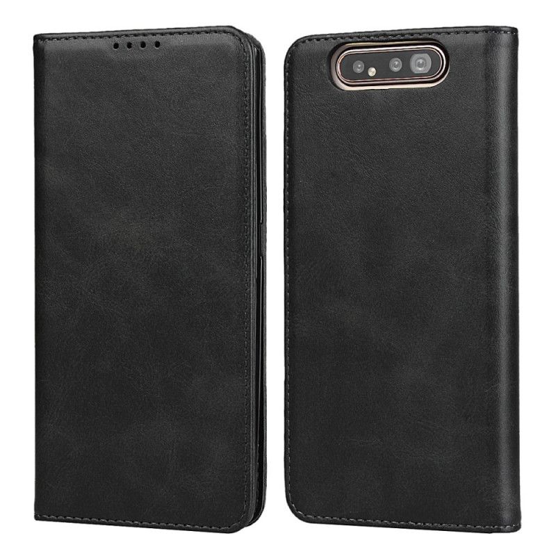 Flip Case Samsung Galaxy A80 / A90 Schwarz Lederimitatnähte