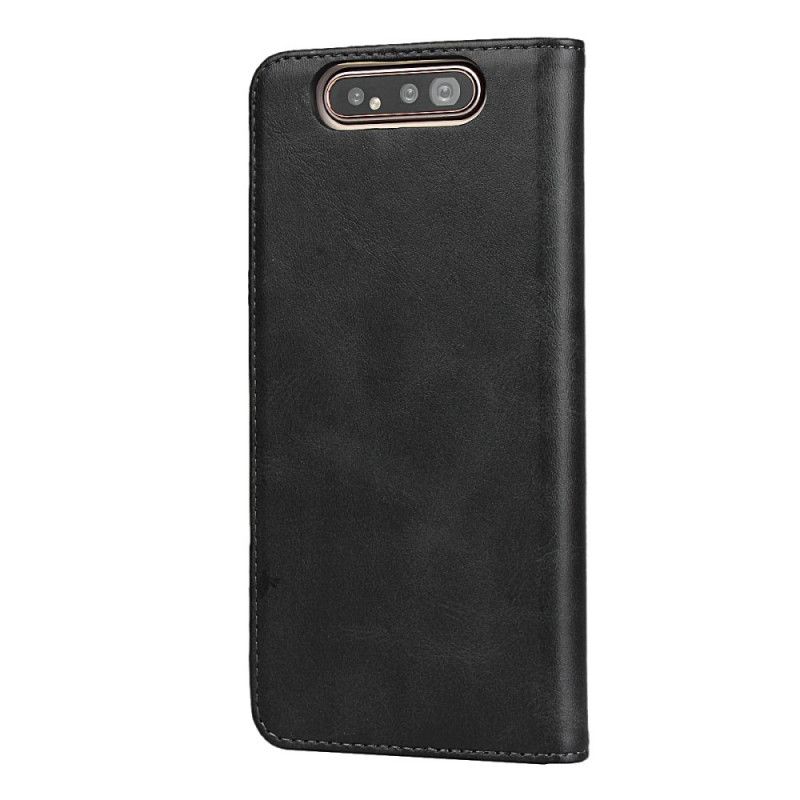 Flip Case Samsung Galaxy A80 / A90 Schwarz Lederimitatnähte